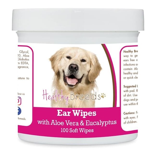 Healthy Breeds 192959823783 Golden Retriever Ear Cleaning Wipes with Aloe & Eucalyptus for Dogs - 100 Count 192959823783 - main